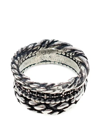 Gem Kingdom 麻辫戒指（三件装） In Silver