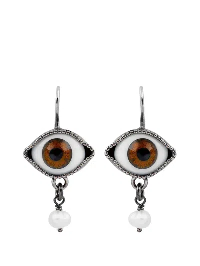 Gem Kingdom 眼睛图案吊饰耳环 In Silver