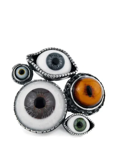 Gem Kingdom 眼睛图案戒指 In Silver