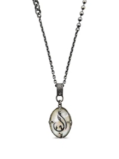 Gem Kingdom Love-carved Mother-of-pearl Necklace In Silver