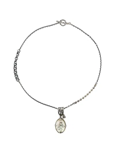 Gem Kingdom Medallion Necklace In Silver