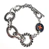 Gem Kingdom Men's Black / Red / Silver Men's Bracelet With Black Nerolite And Coral Inlay Cross In Multi