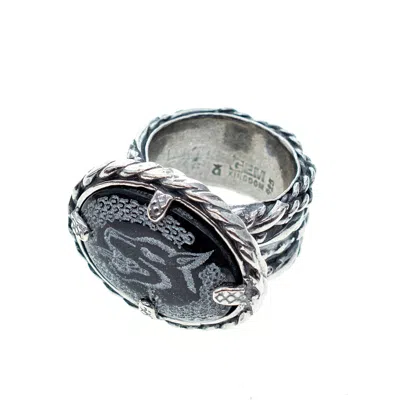 Gem Kingdom Men's Black / Silver Wolf Ring Black In Metallic