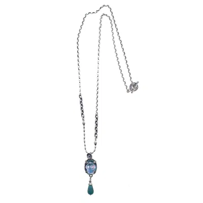 Gem Kingdom Men's Grey / Silver Grey Eye Necklace