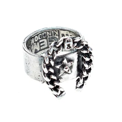 Gem Kingdom Men's Silver Chain Ring In Metallic