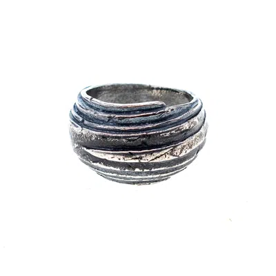 Gem Kingdom Men's Silver Textured Wrap Ring