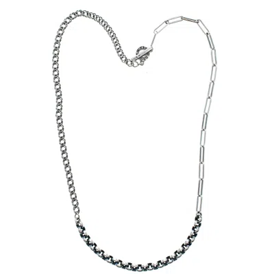 Gem Kingdom Men's Sterling Silver Mixed Link Chain Rebel Rebel I I I