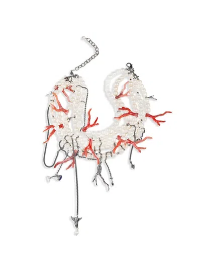 Gem Kingdom 多圈设计珠饰项链 In White