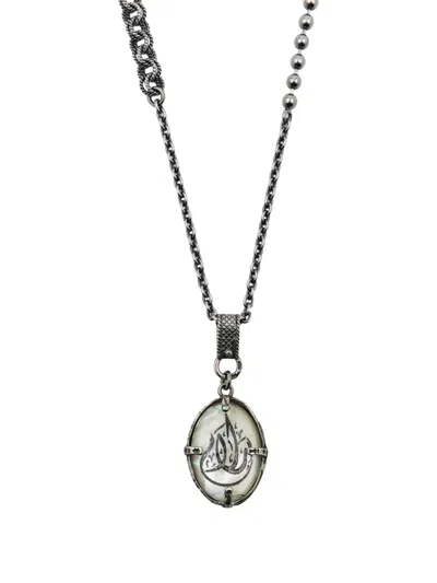 Gem Kingdom Peace Carved Mother-of-pearl Necklace In Metallic