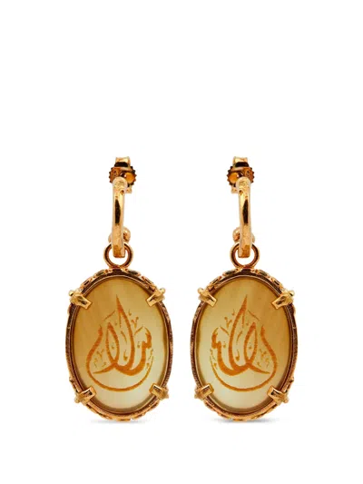 Gem Kingdom Peace Engraved Earrings In Gold