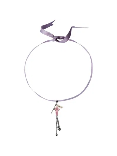 Gem Kingdom Porcelain Doll-pendant Choker Necklace In Purple