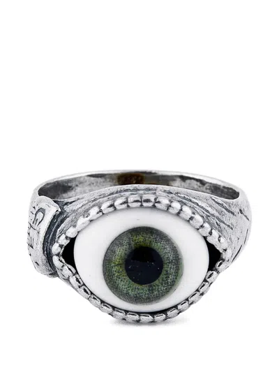 Gem Kingdom 眼睛图案玻璃戒指 In Silver