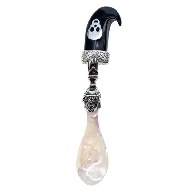 Gem Kingdom Silver / Black Caviar Spoon Sterling Silver & Ebony