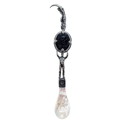 Gem Kingdom Silver / Black Caviar Spoon Sterling Silver Skull Cameo