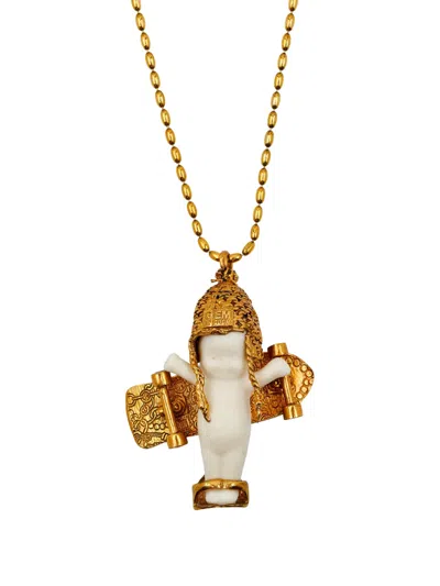 Gem Kingdom Skate Girl Pendant Necklace In Gold