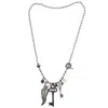 Gem Kingdom Women's Back To The Future - Sterling Silver Key & Feather Necklace