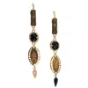Gem Kingdom Women's Black / Gold Goldplated Earrings Eclipse In Multi