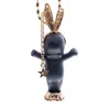 Gem Kingdom Women's Black / Gold Happy Baby - Rebel Rabbit Gold-plated Brass In Multi