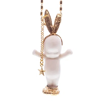Gem Kingdom Women's Black / Gold Happy Baby - Rebel Rabbit White And Gold In Multi