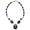 Gem Kingdom Women's Black / Gold Noir Cosmos Necklace In Multi