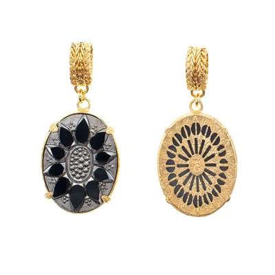 Gem Kingdom Women's Black / Gold Noir Cosmos Pendant In Multi