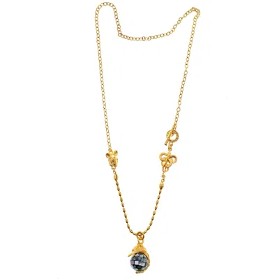 Gem Kingdom Women's Black / Gold Swan Necklace Black
