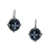 Gem Kingdom Women's Black / Silver Back To The Future - Engraved Onyx Earrings