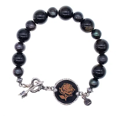 Gem Kingdom Women's Black / Silver Beaded Bracelet Black