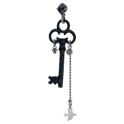 Gem Kingdom Women's Black / Silver Black Key Single Earring In Multi