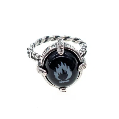 Gem Kingdom Women's Black / Silver Flame Ring Black