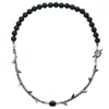 Gem Kingdom Women's Black / Silver Rebel Rebel - Sterling Silver Necklace With Vulcanic Lava Beads & Onyx