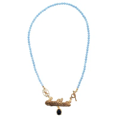 Gem Kingdom Women's Blue / Gold Blue Sweetheart Necklace