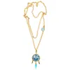 Gem Kingdom Women's Blue / Gold Lunar Glow Necklace In Multi