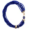 Gem Kingdom Women's Blue / Gold Multi Strand Royal Blue Gold Plated Necklace In Blue