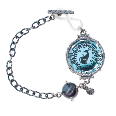 Gem Kingdom Women's Blue / Silver Blue Crystal Greyhound Bracelet