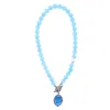 Gem Kingdom Women's Blue / Silver Blue Muse Beaded Jade Necklace Cameo In Multi