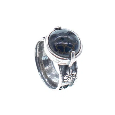 Gem Kingdom Women's Blue / Silver Dark Intaglio Ring In Multi
