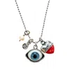 Gem Kingdom Women's Blue / Silver / Red Eye Love You Necklace Blue Eye