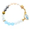 Gem Kingdom Women's Blue / White / Gold Bracelet Blue Solace Goldplated In Multi