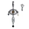 Gem Kingdom Women's Brown / Silver Eye Love You Earrings A-symmetrical In Multi