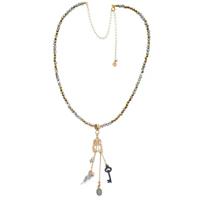 Gem Kingdom Women's Enchanted Birdcage Necklace In Metallic