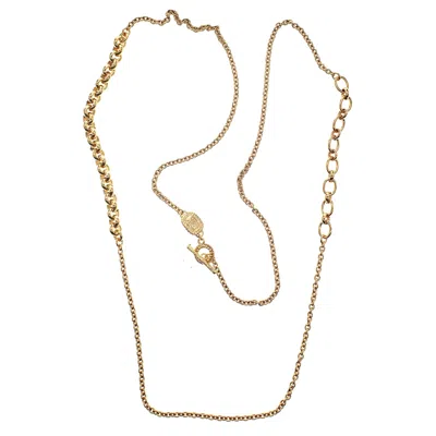 Gem Kingdom Women's Gold Mixed Link Long Necklace