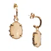 Gem Kingdom Women's Gold / Neutrals Gold Plated Earrings - Beige Cameo In Brown