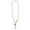 Gem Kingdom Women's Gold / Pink Pink Gold Plated Necklace In Gold