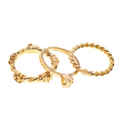 Gem Kingdom Women's Gold Plated Trio Stacking Ring Set