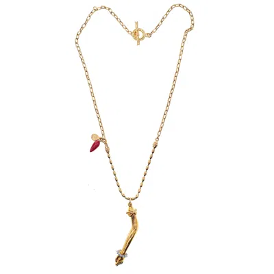 Gem Kingdom Women's Gold / Red Golden Arm Necklace