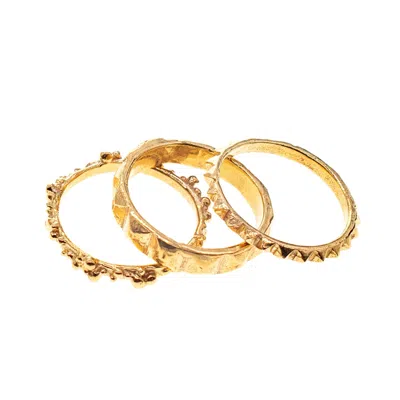Gem Kingdom Women's Gold Studded Stacking Ring Set