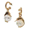 Gem Kingdom Women's Gold / White Gold Plated Earrings Swan And Mother Of Pearl In Gold