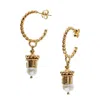 Gem Kingdom Women's Gold / White Gold Plated Pearl Earrings In Gold
