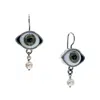 Gem Kingdom Women's Green / Silver Eye Love You Earrings Green In Multi